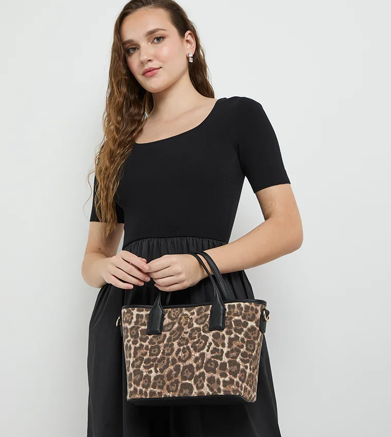 آن كلاين Anne Klein Leopard Printed Satchel Bag Set